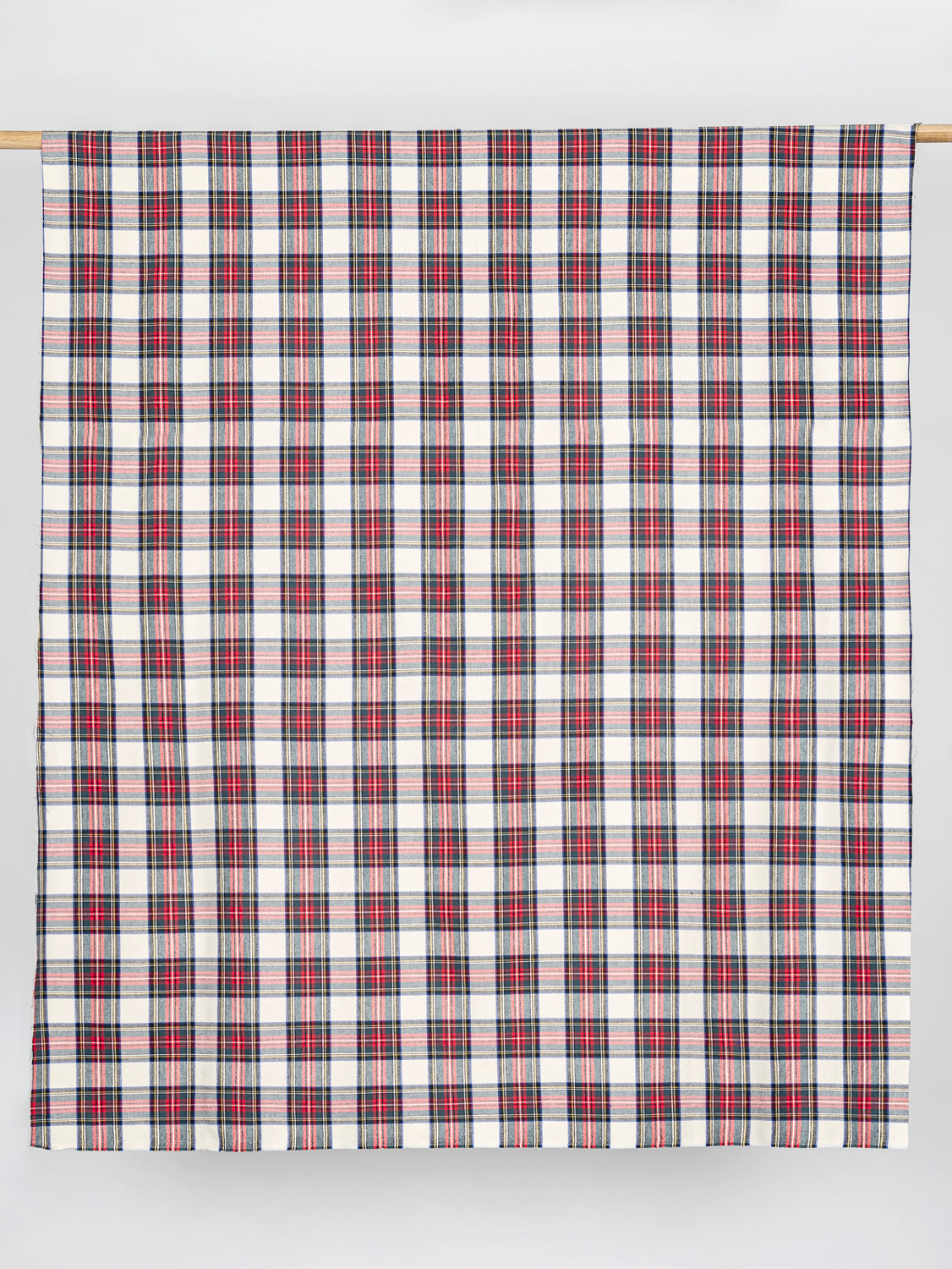 Tartan Check Cotton Flannel Twill -  Cream + Red + Green | Core Fabrics