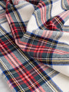 Tartan Check Cotton Flannel Twill -  Cream + Red + Green | Core Fabrics