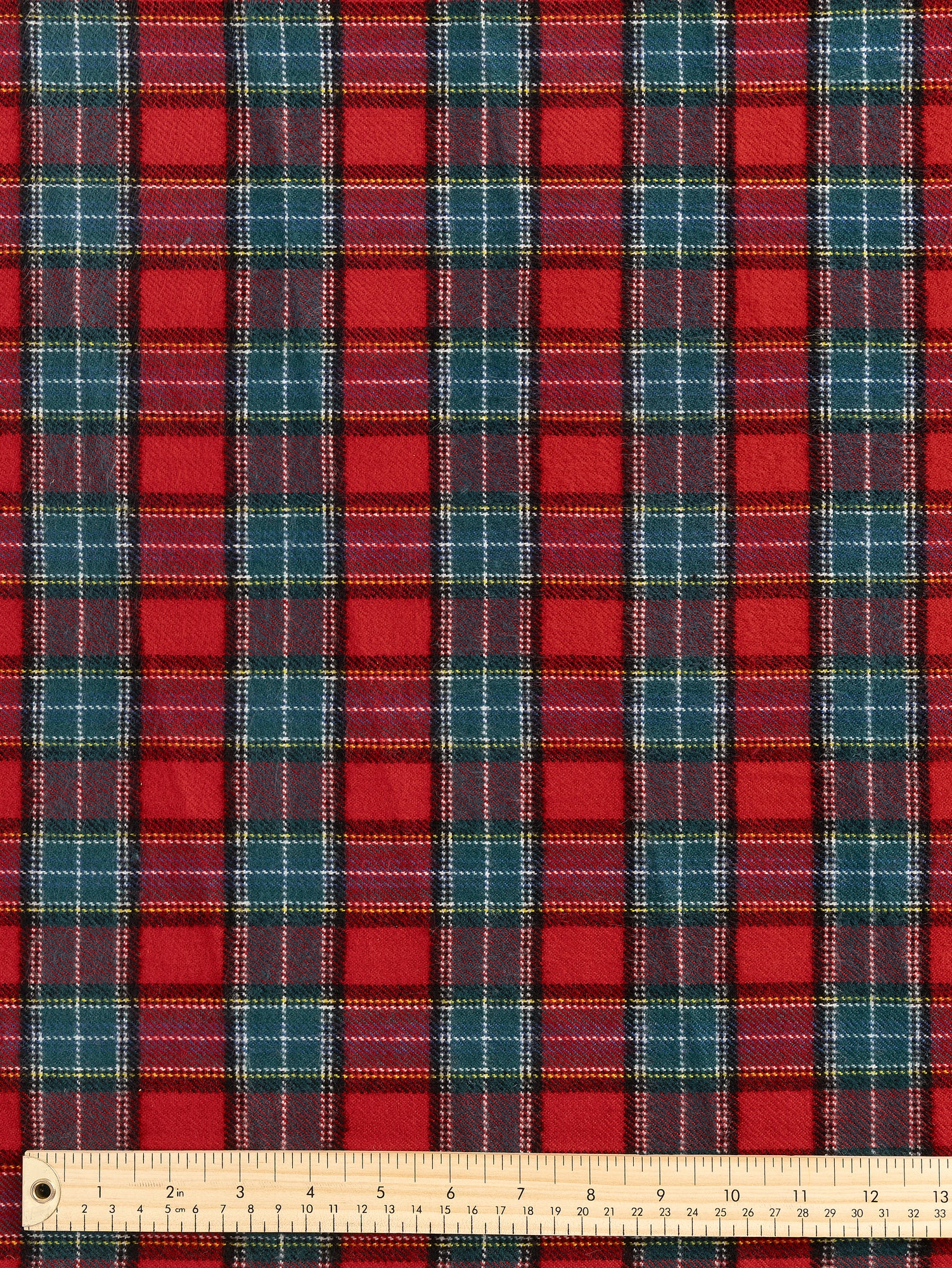 F-WOL123-Tartan-Check-Italian-Wool-Deadstock-Red-Green-Black-Core-Fabrics-ruler.JPG