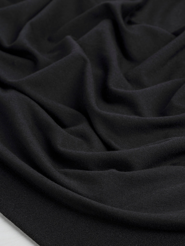 Tissu éponge extensible en coton biologique Tencel Lyocell - Noir