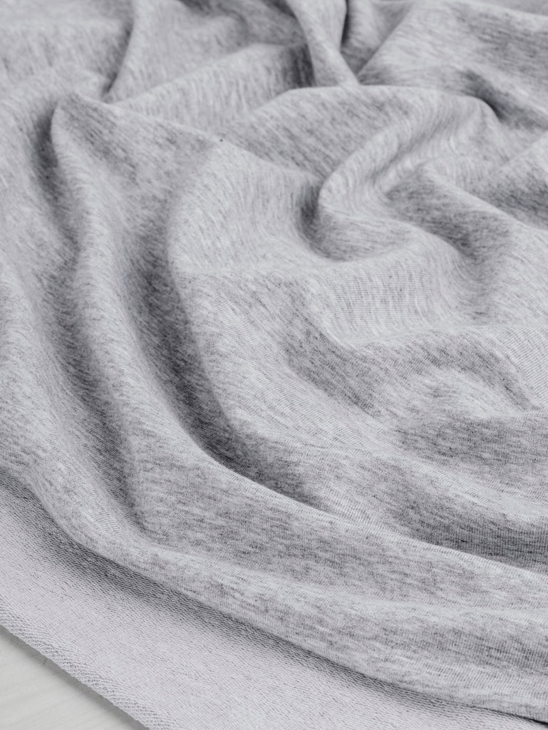 Tissu éponge extensible en coton biologique Tencel Lyocell - Gris chiné