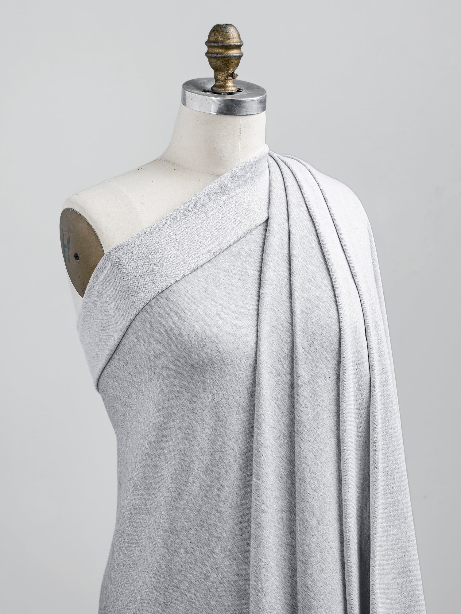 F-TEN014-006-Tencel-Lyocell-Organic-Cotton-Stretch-French-Terry-Heather-Grey-Core-Fabrics-draped