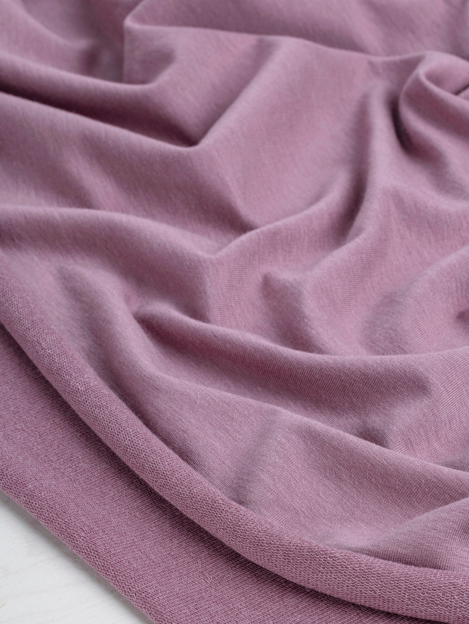 F-TEN014-004-Tencel-Lyocell-Organic-Cotton-Stretch-French-Terry-Light-Mauve-Core-Fabrics-scrunched