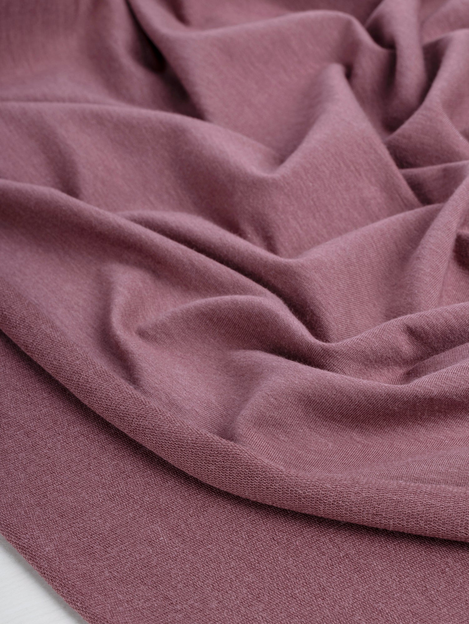 F-TEN014-008-Tencel-Lyocell-Organic-Cotton-Stretch-French-Terry-Rosy-Brown-Core-Fabrics-scrunched