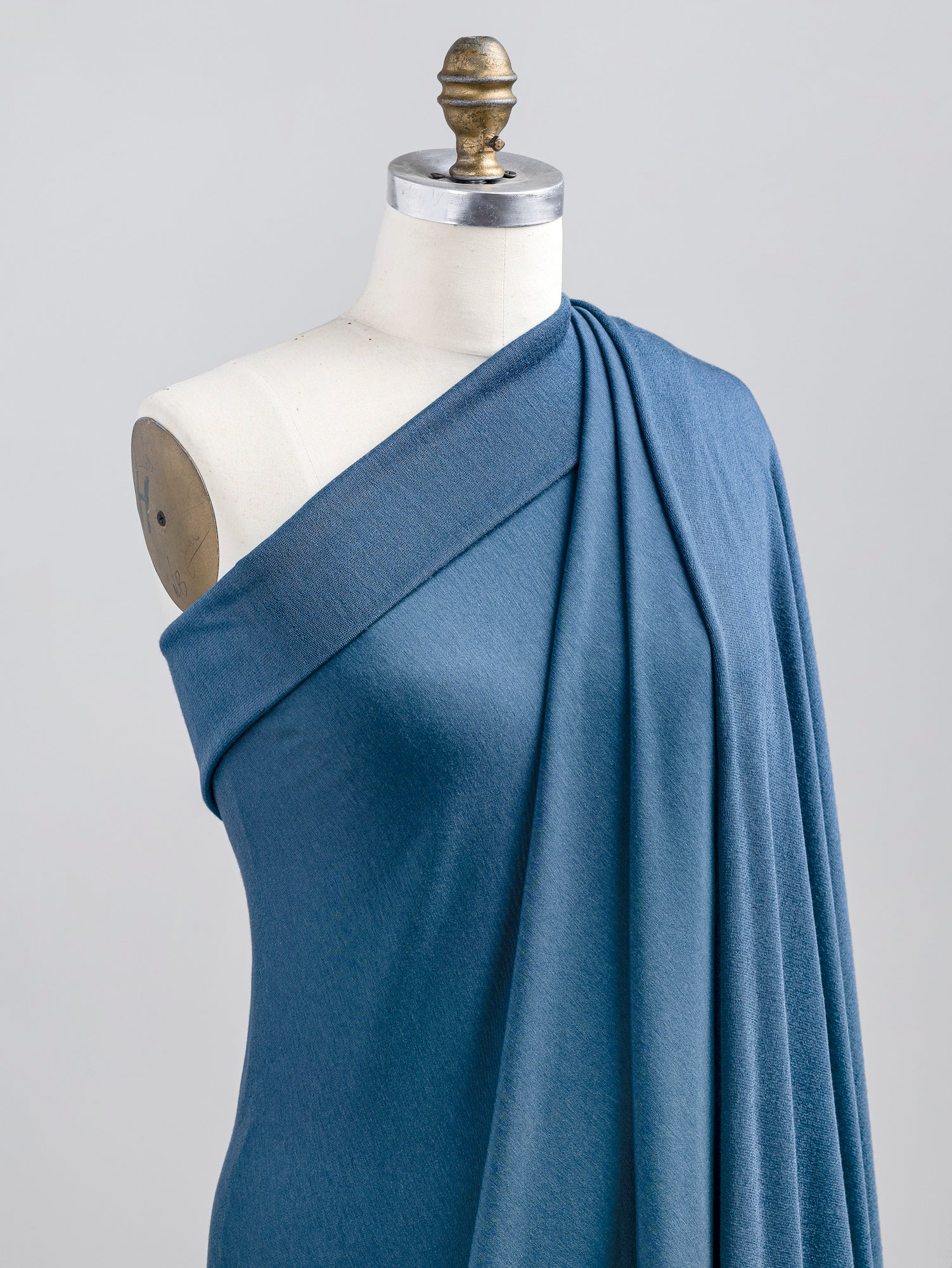 F-TEN014-003-Tencel-Lyocell-Organic-Cotton-Stretch-French-Terry-Steel-Blue-Core-Fabrics-draped