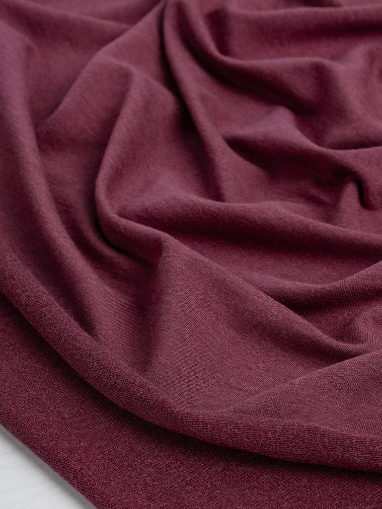 Tissu éponge extensible en coton biologique Tencel Lyocell - Vin