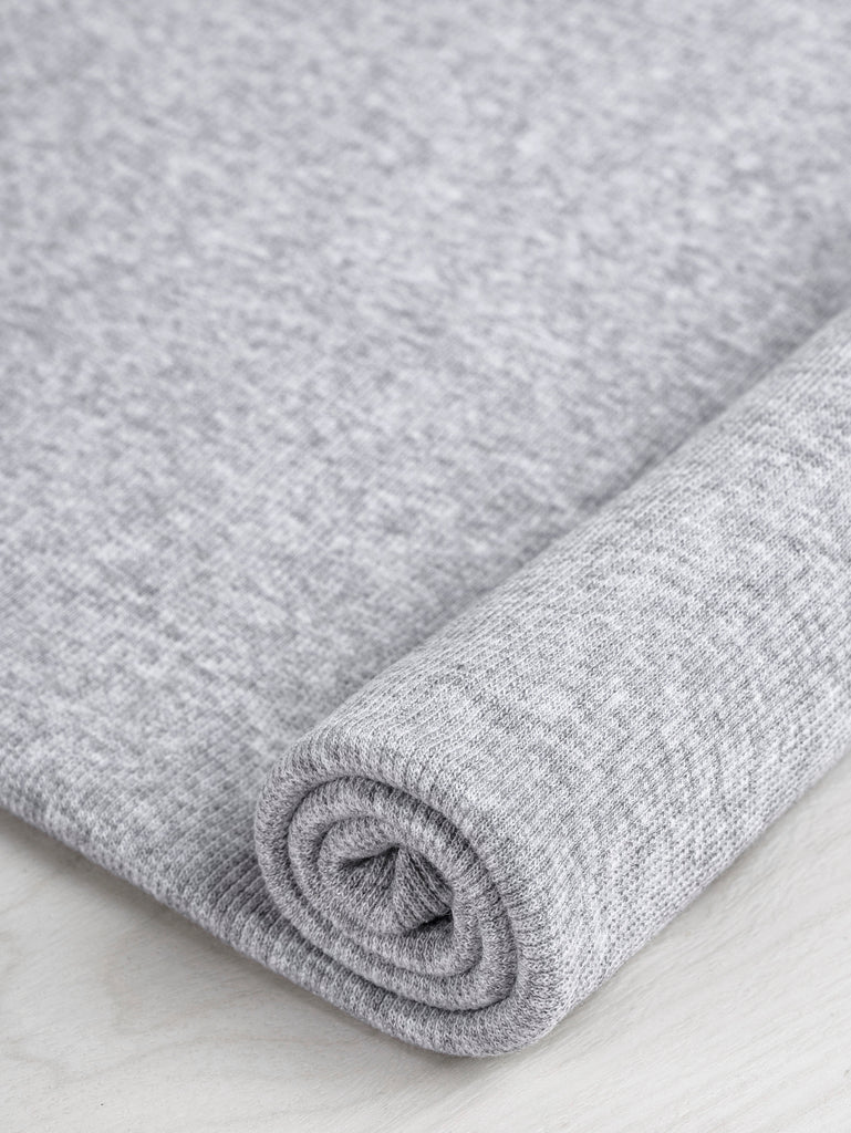 Tricot côtelé tubulaire en coton biologique Tencel Lyocell - Gris chiné