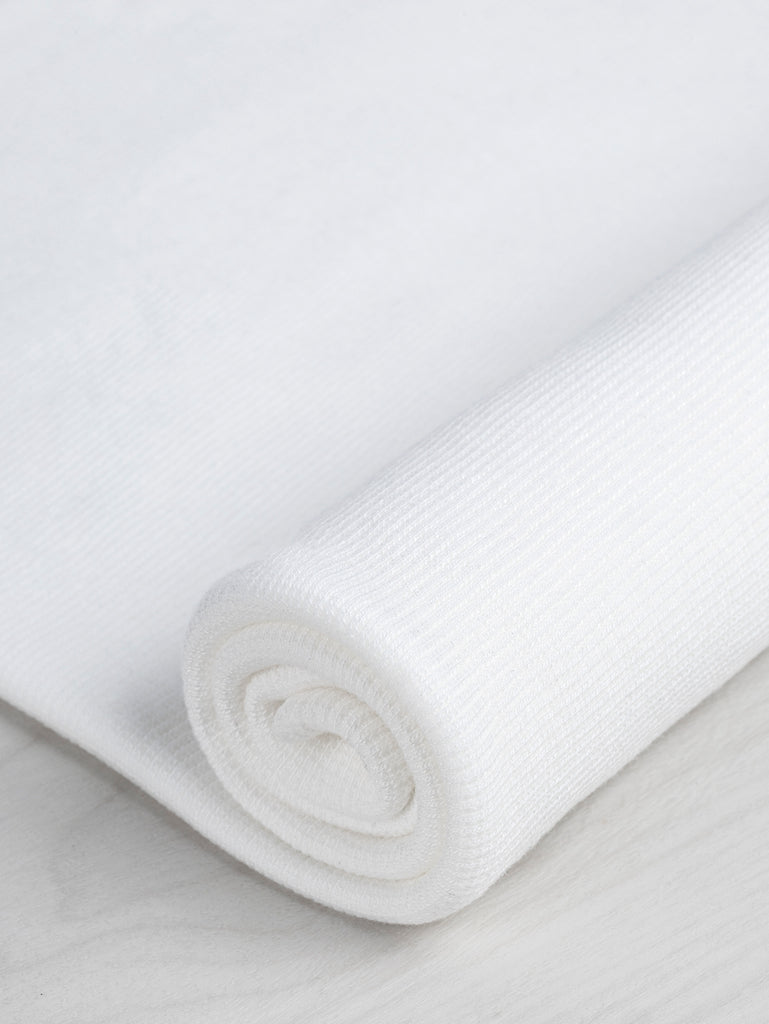 Tricot côtelé tubulaire en coton biologique Tencel Lyocell - Ivoire