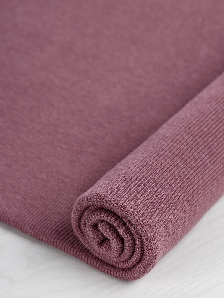 Tricot côtelé tubulaire en coton biologique Tencel Lyocell - Brun rose