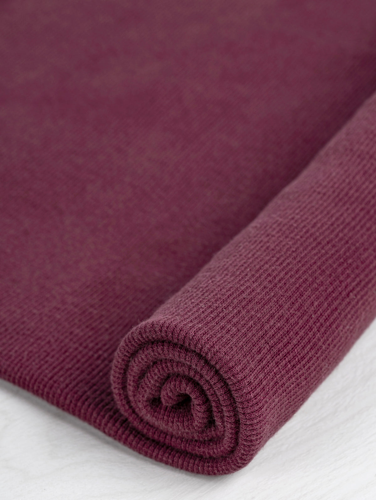 Wine Ribbed Knit Texture Tencel Lyocell Organic Cotton Tubular Rib Knit - Wine | Core Fabrics