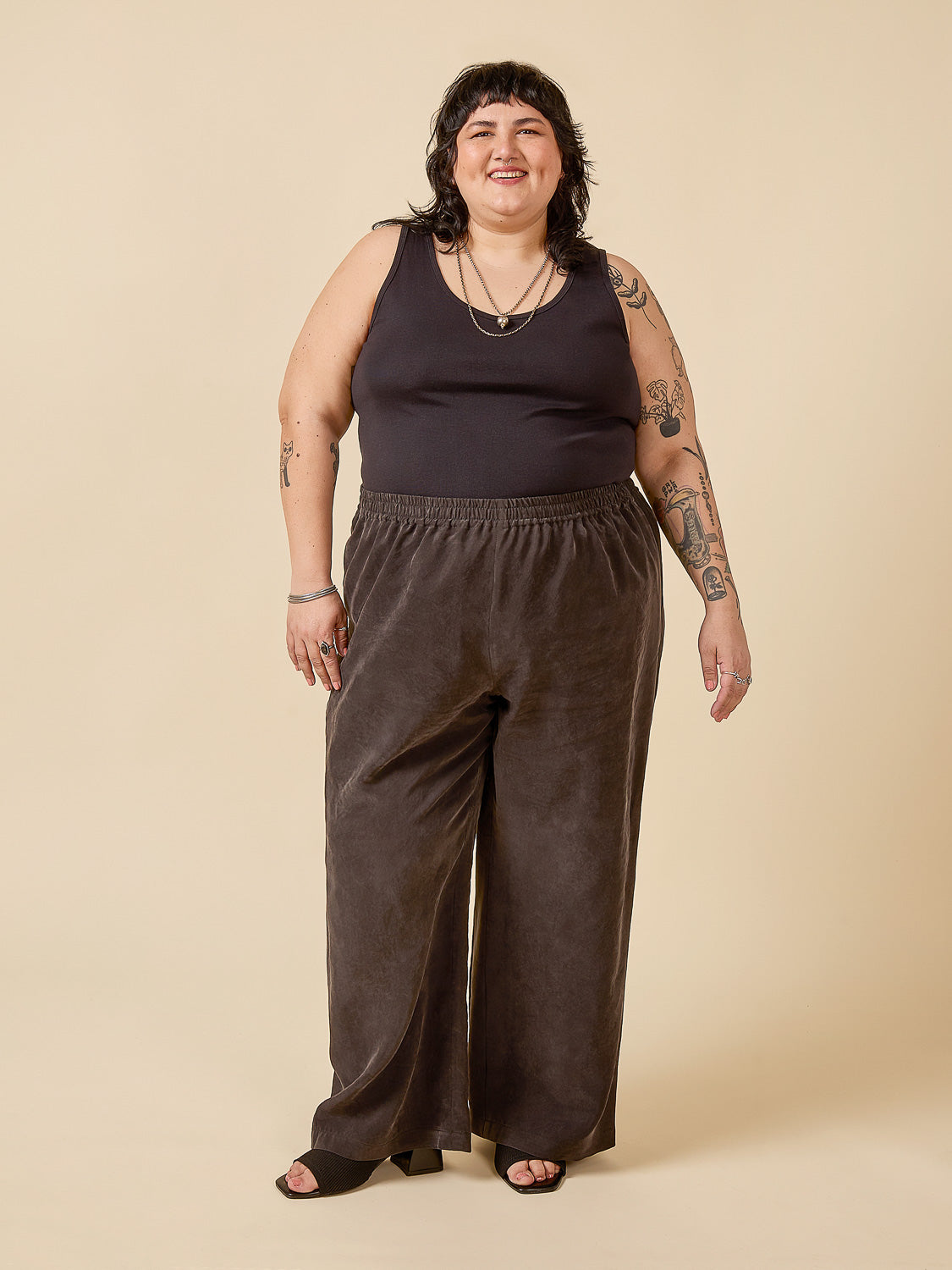 Therese Track Pants Kit | Black Sandwashed Tencel Lyocell Viscose