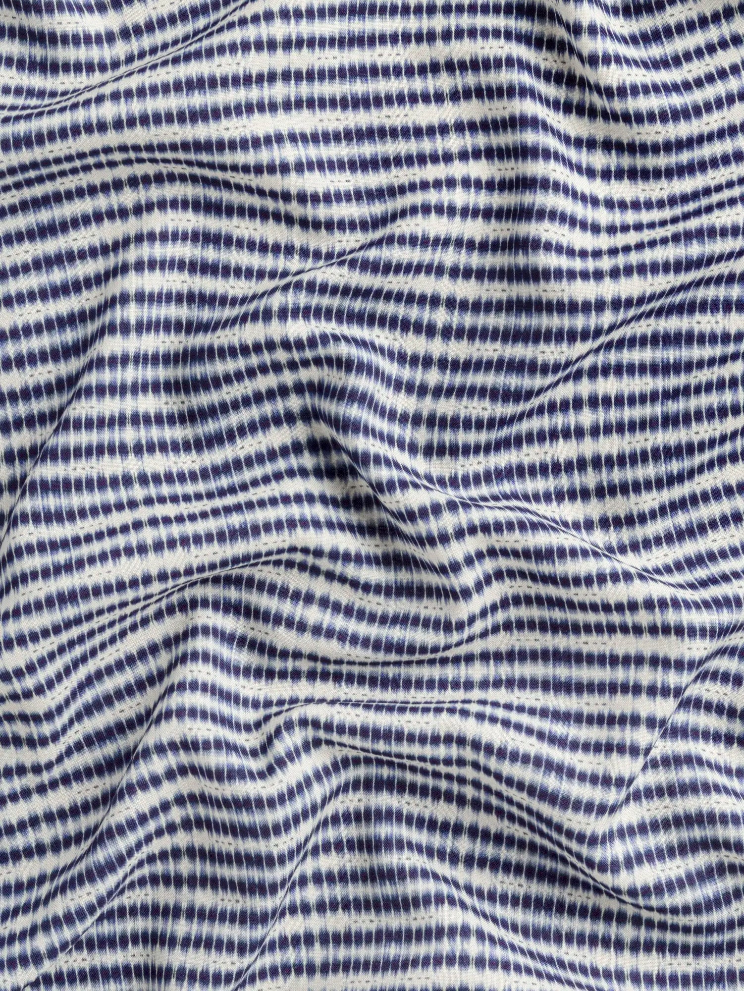 Tie Dye Stripe Print Ecovero Viscose - Ivory + Indigo | Core Fabrics