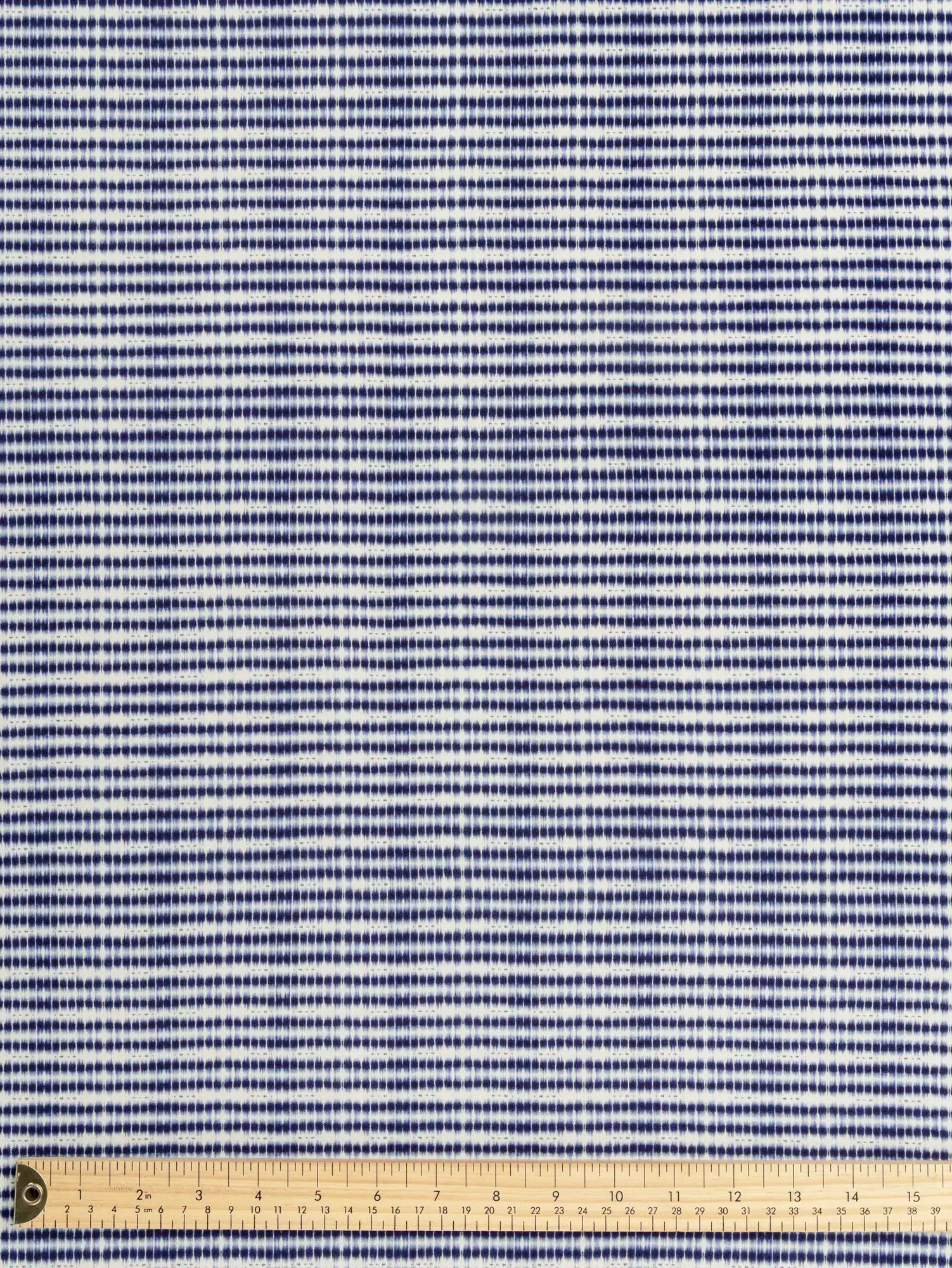 Tie Dye Stripe Print Ecovero Viscose - Ivory + Indigo | Core Fabrics