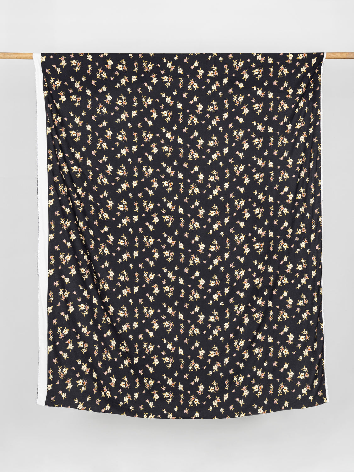 Timeless Floral Print EcoVero Viscose Crepe - Black + Cream + Rose + Green | Core Fabrics