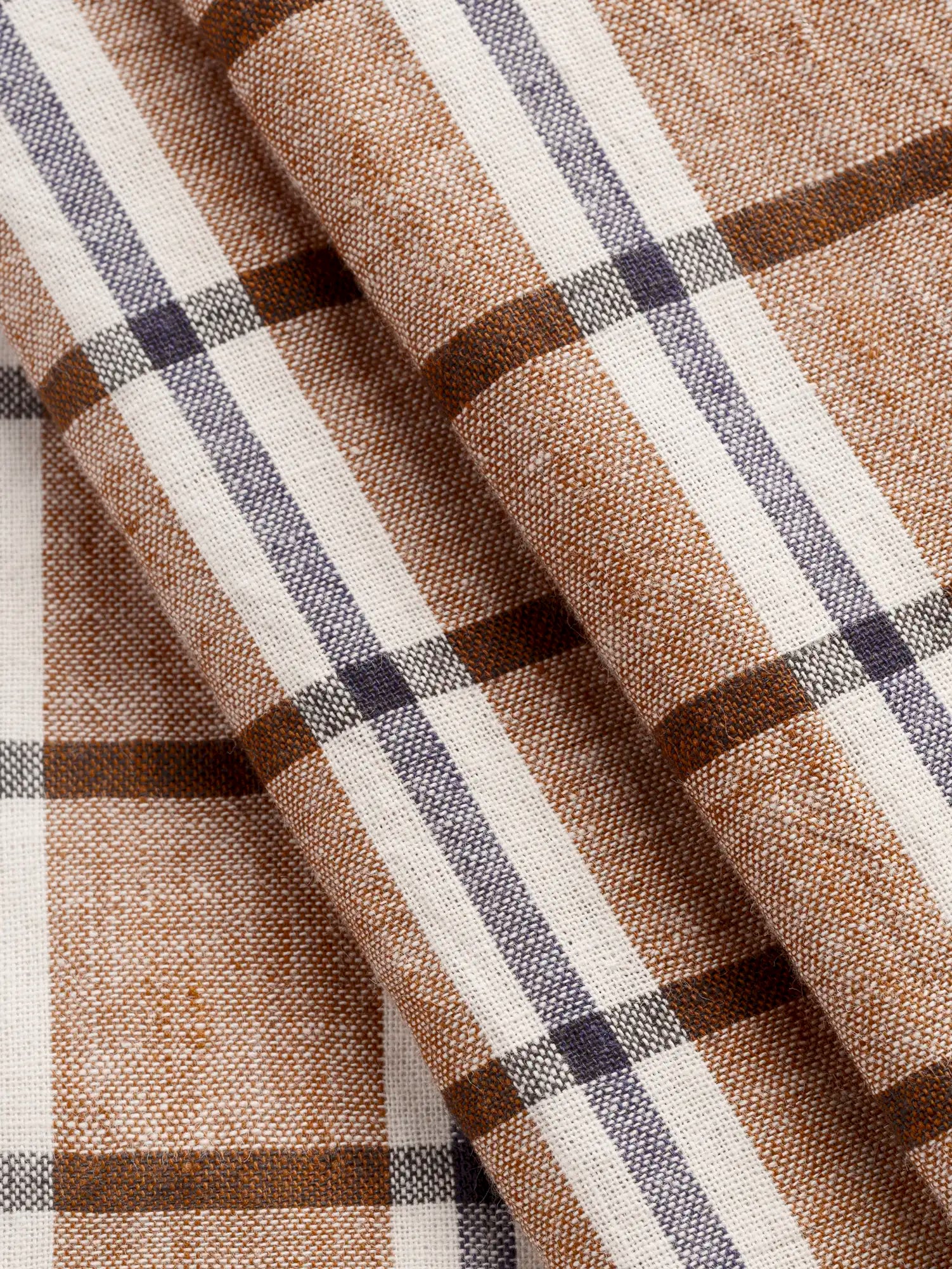 F-COT474 -Tiramisu-Artisanal-Check-Cotton-Toffee-Ivory-and-Indigo-Core-Fabrics-fold.webp