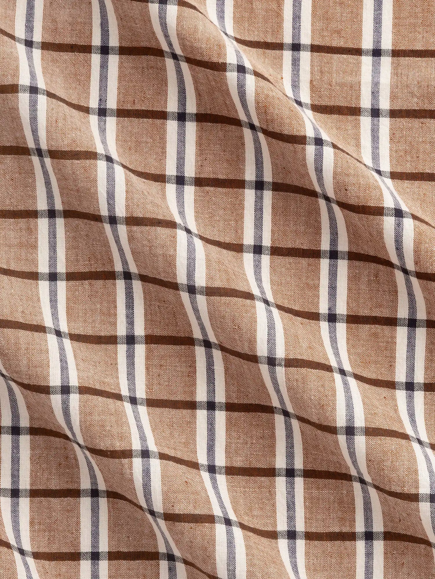 F-COT474 -Tiramisu-Artisanal-Check-Cotton-Toffee-Ivory-and-Indigo-Core-Fabrics-scrunched.webp