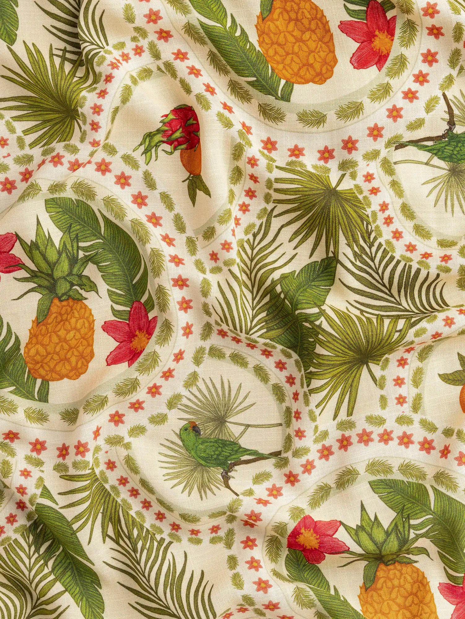F-VIS312-Tropical-Fruits-Parrot-Print-Textured-Ecovero-Viscose-Oat-Basil-and-Cherry-Core-Fabrics-scrunched.webp