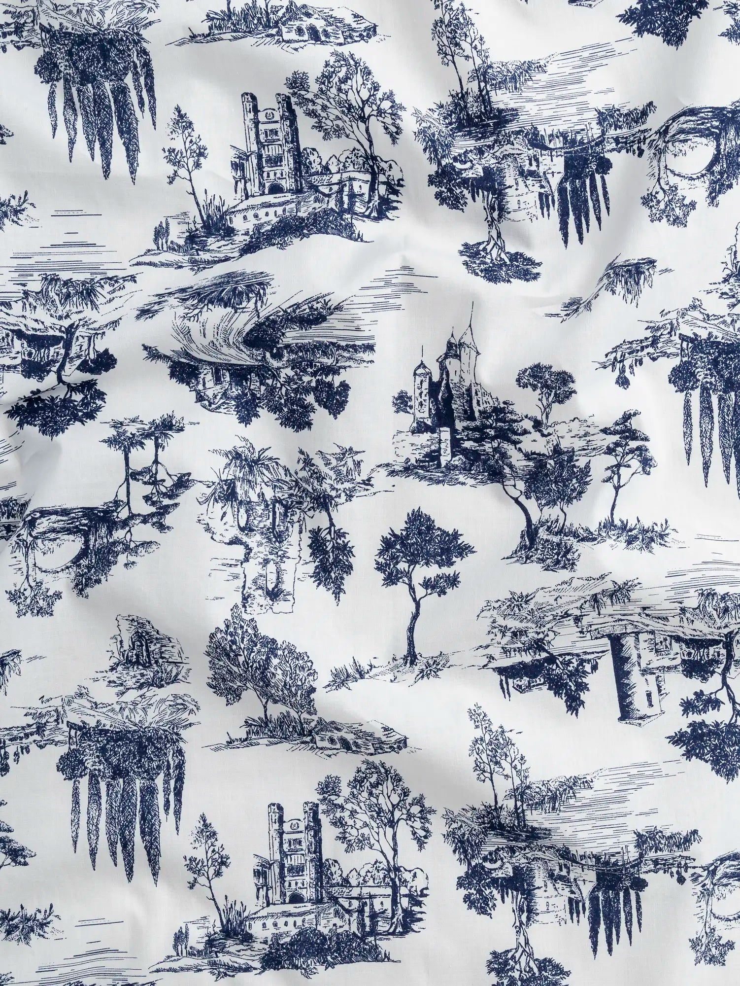 F-COT406-Tuscany-Toile-Print-Japanese-Cotton-Lawn-White-and-Indigo-Core-Fabrics-scrunched.webp