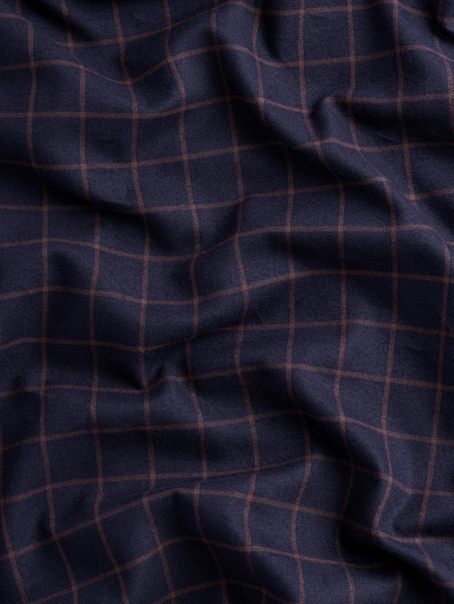 F-COT411 - Twilight Check Brushed Cotton - Indigo + Ochre - Core Fabrics- scrunched.JPG