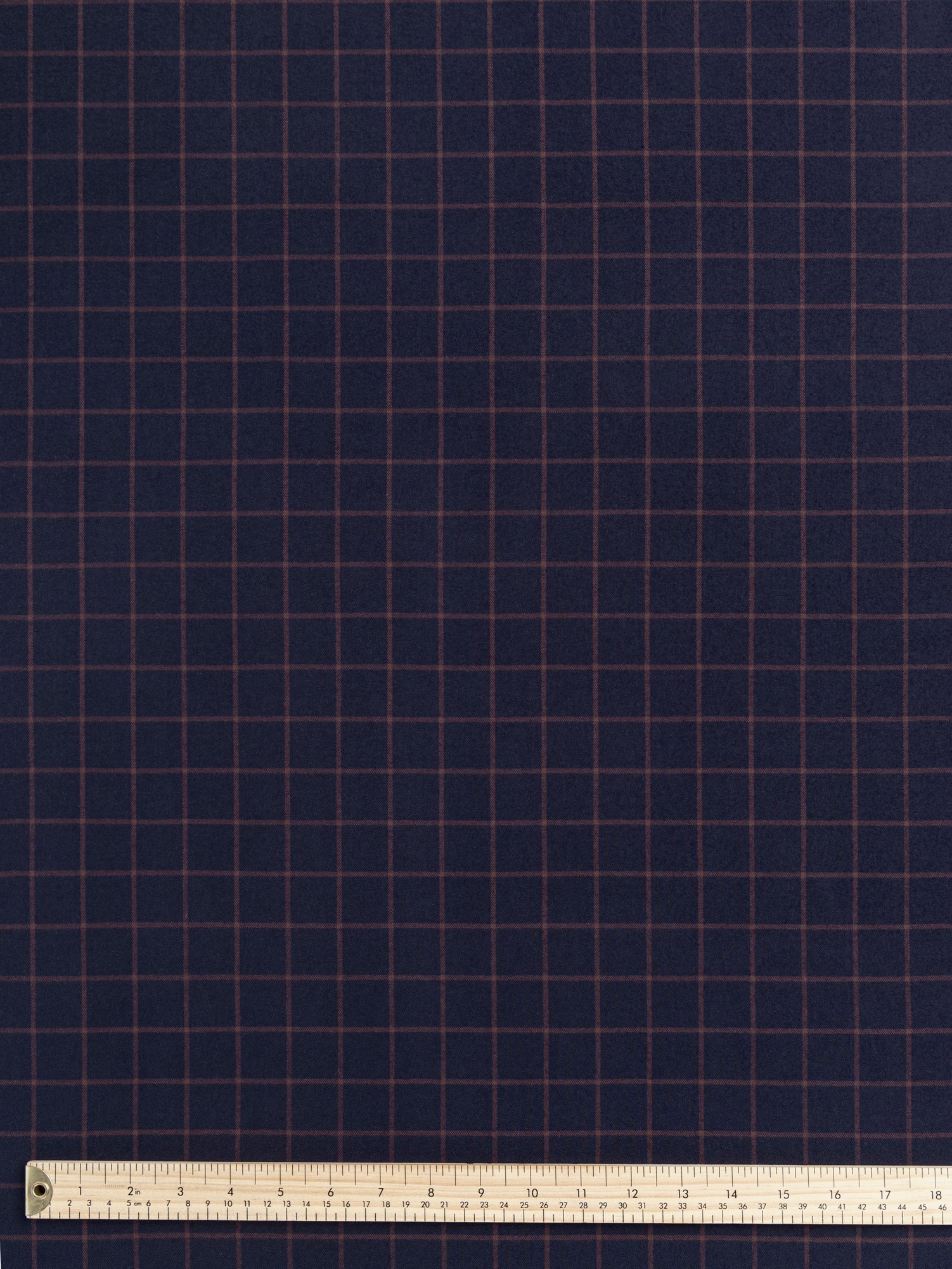 F-COT411 - Twilight Check Brushed Cotton - Indigo + Ochre - Core Fabrics-ruler.JPG