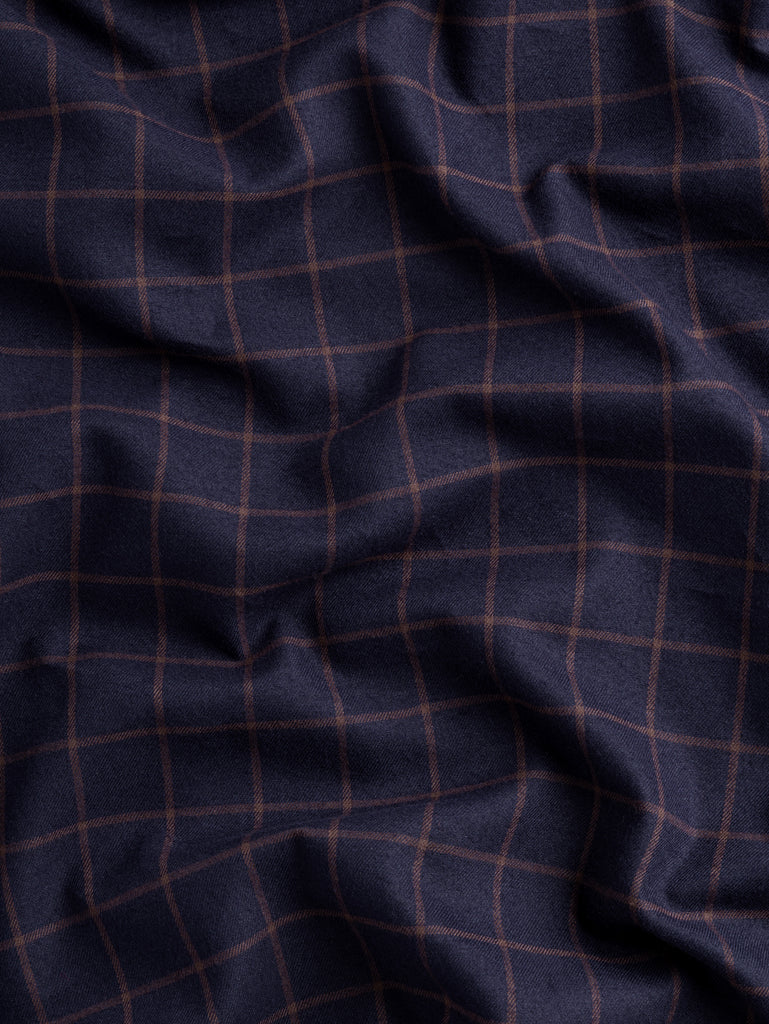 Twilight Check Brushed Cotton - Indigo + Ochre