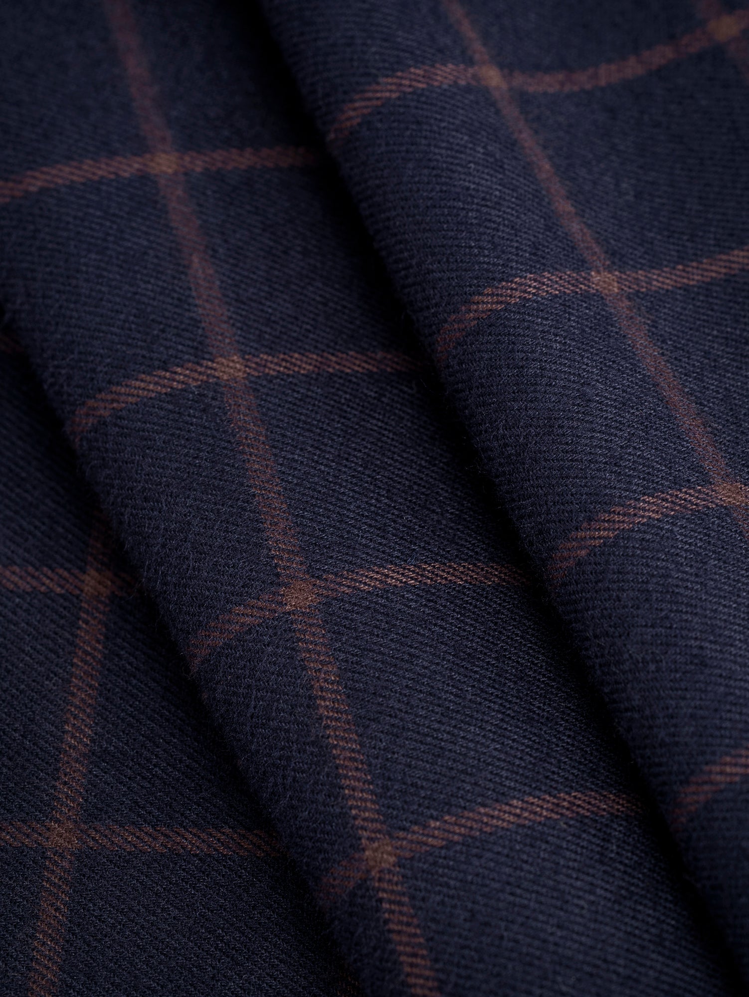 F-COT411 - Twilight Check Brushed Cotton - Indigo + Ochre - Core Fabrics- fold.JPG
