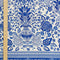 Viscose Ecovero texturée à imprimé panneaux vases et fleurs - Ivoire + Cobalt
