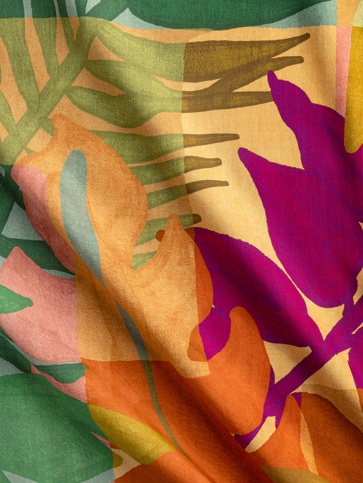 F-COT481-Vibrant-Leaf-Print-BCI-Cotton-Poplin-Magenta-Orange-and-Leaf-Core-Fabrics-scrunched.webp
