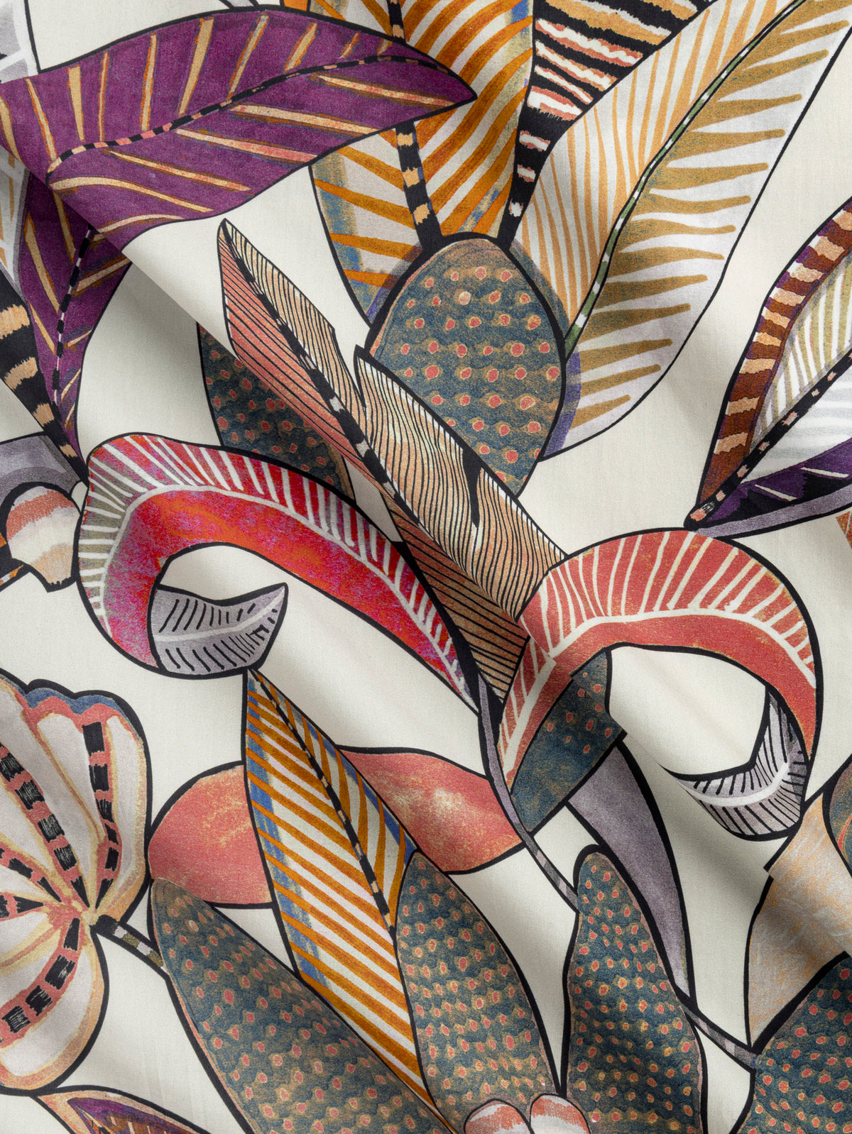F-COT509-Vibrant-Leaf-Print-BCI-Cotton-Poplin-Pearl-Aubergine-and-Rust-Core-Fabrics-scrunched.webp