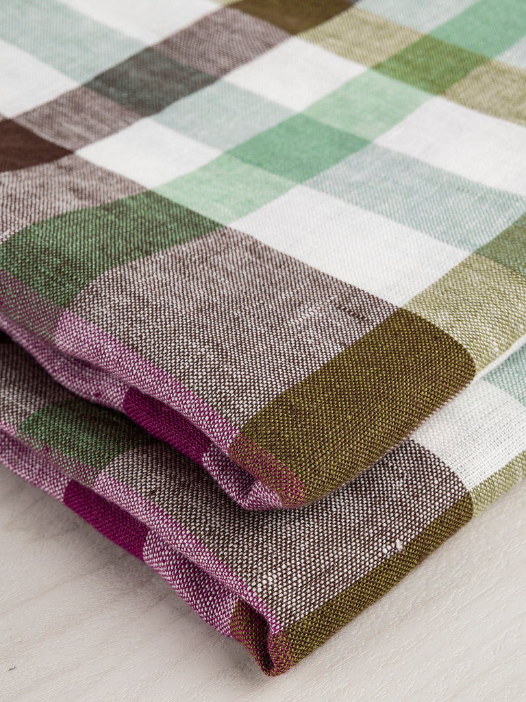 Vineyard Check European Linen - Olive + Sage + Grape + White
