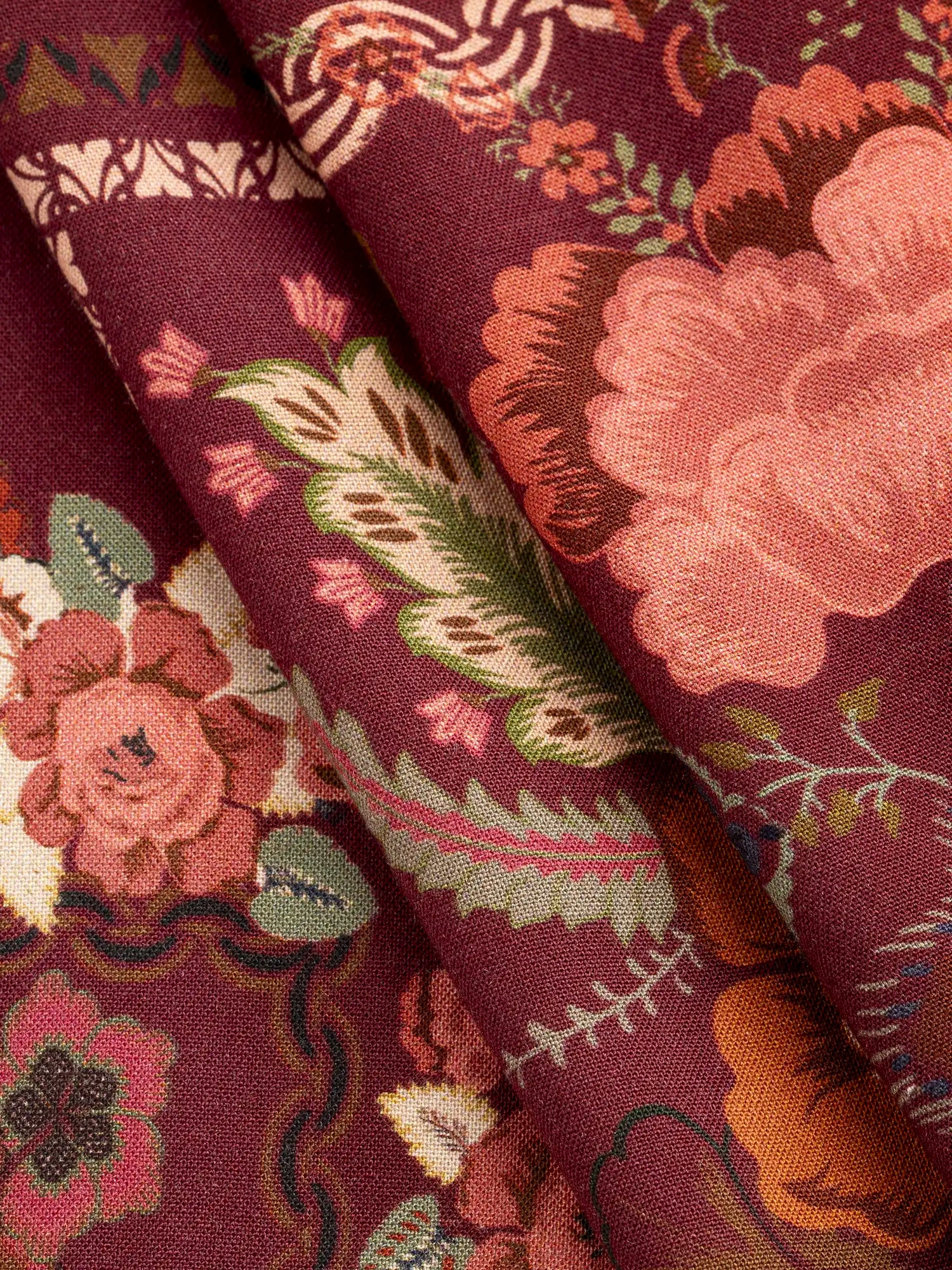 F-VIS301-Vintage-Floral-Tile-Ecovero-Viscose-Burgundy-Multicolour-Core-Fabrics-fold.webp