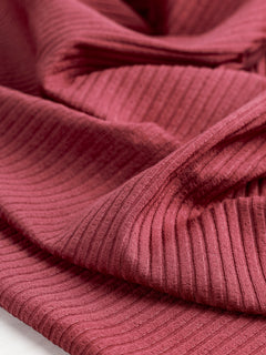 Tricot en viscose à larges côtes - Rouge terre