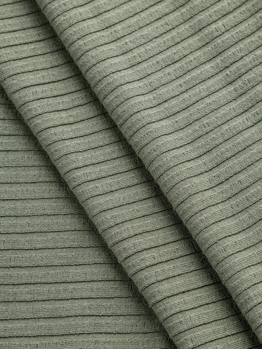Wide Rib Viscose Knit - Sage | Core Fabrics