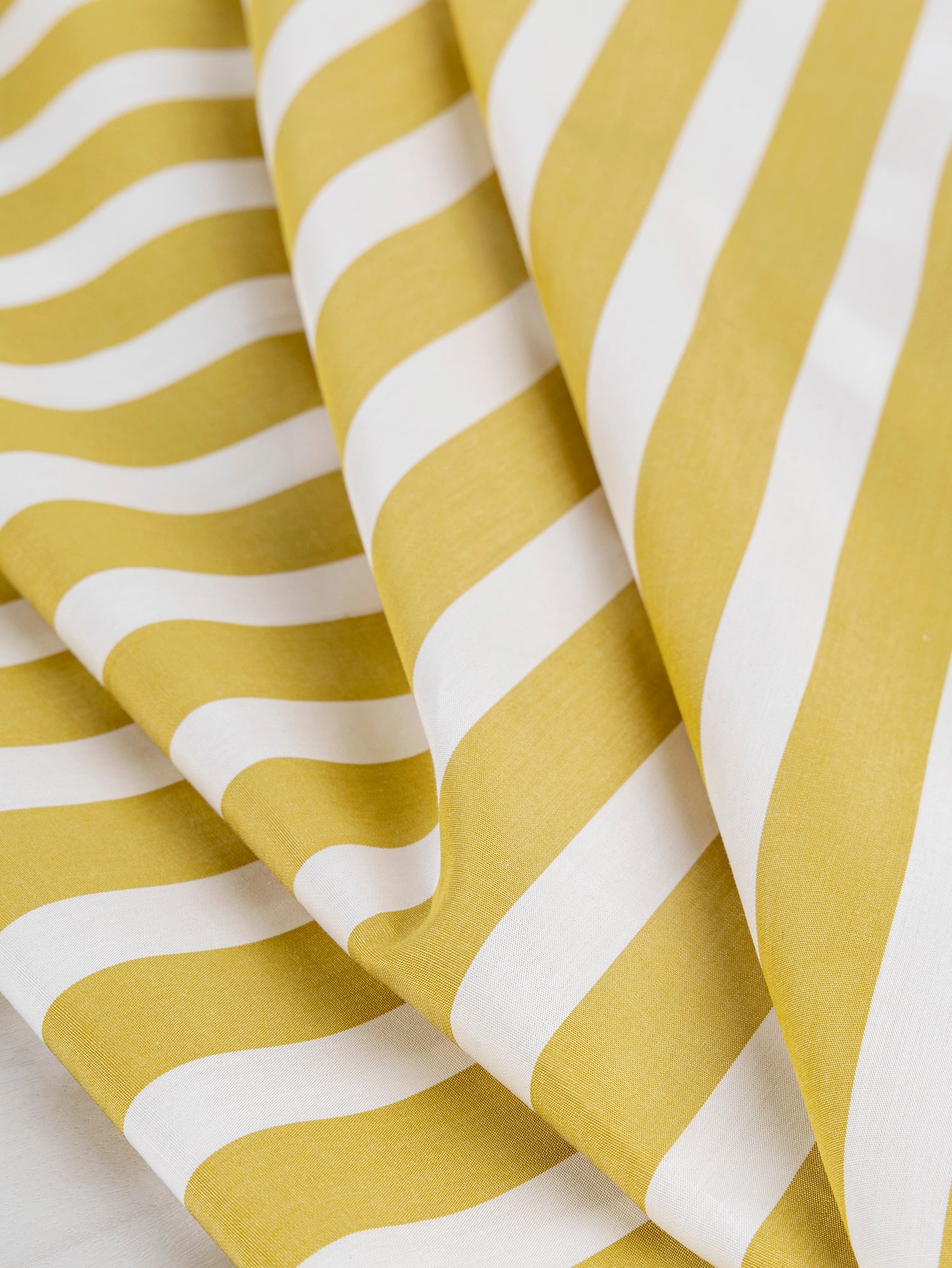 Wide Stripe Cotton Poplin Shirting - Mustard + White | Core Fabrics