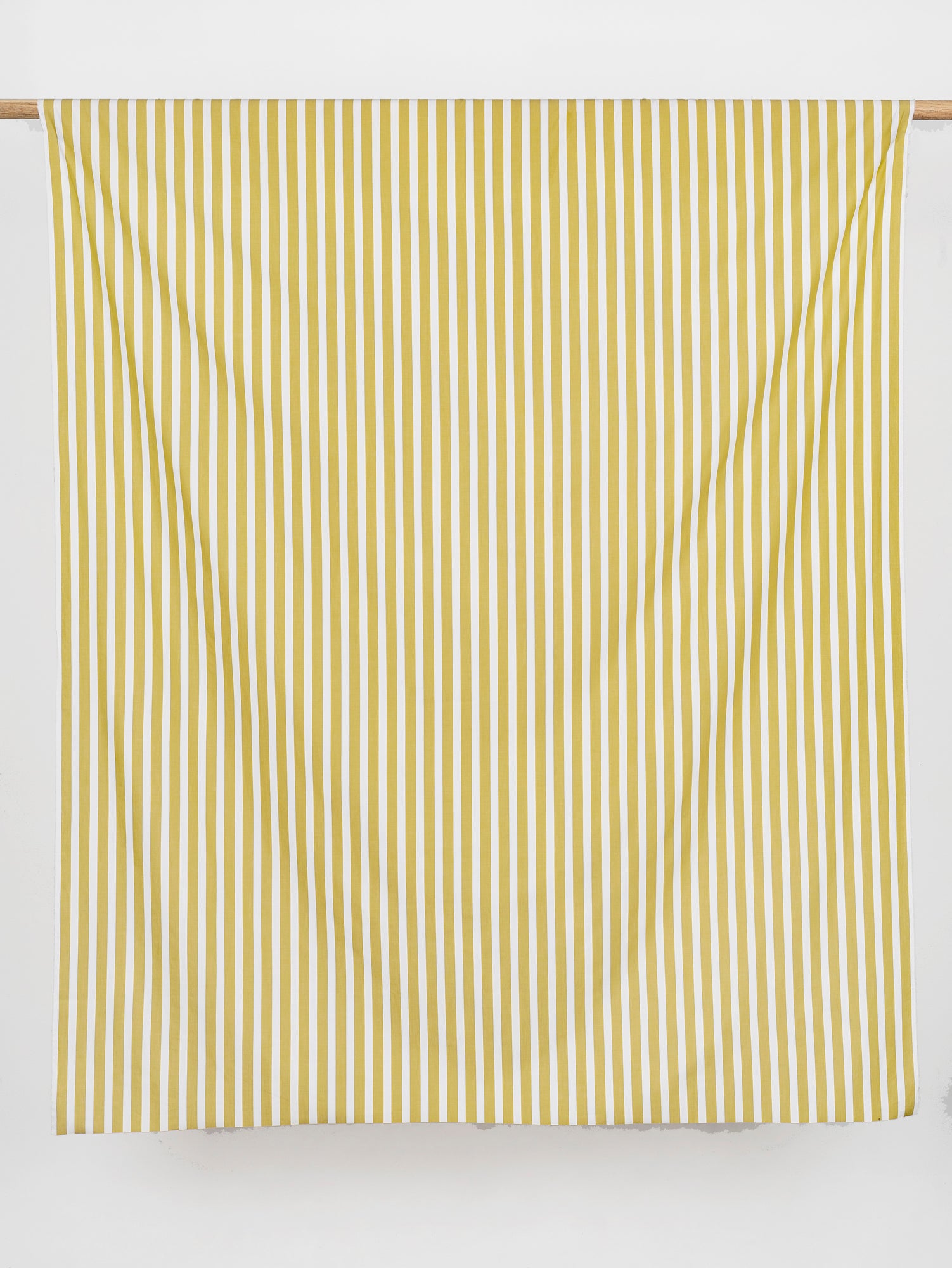 Wide Stripe Cotton Poplin Shirting - Mustard + White | Core Fabrics