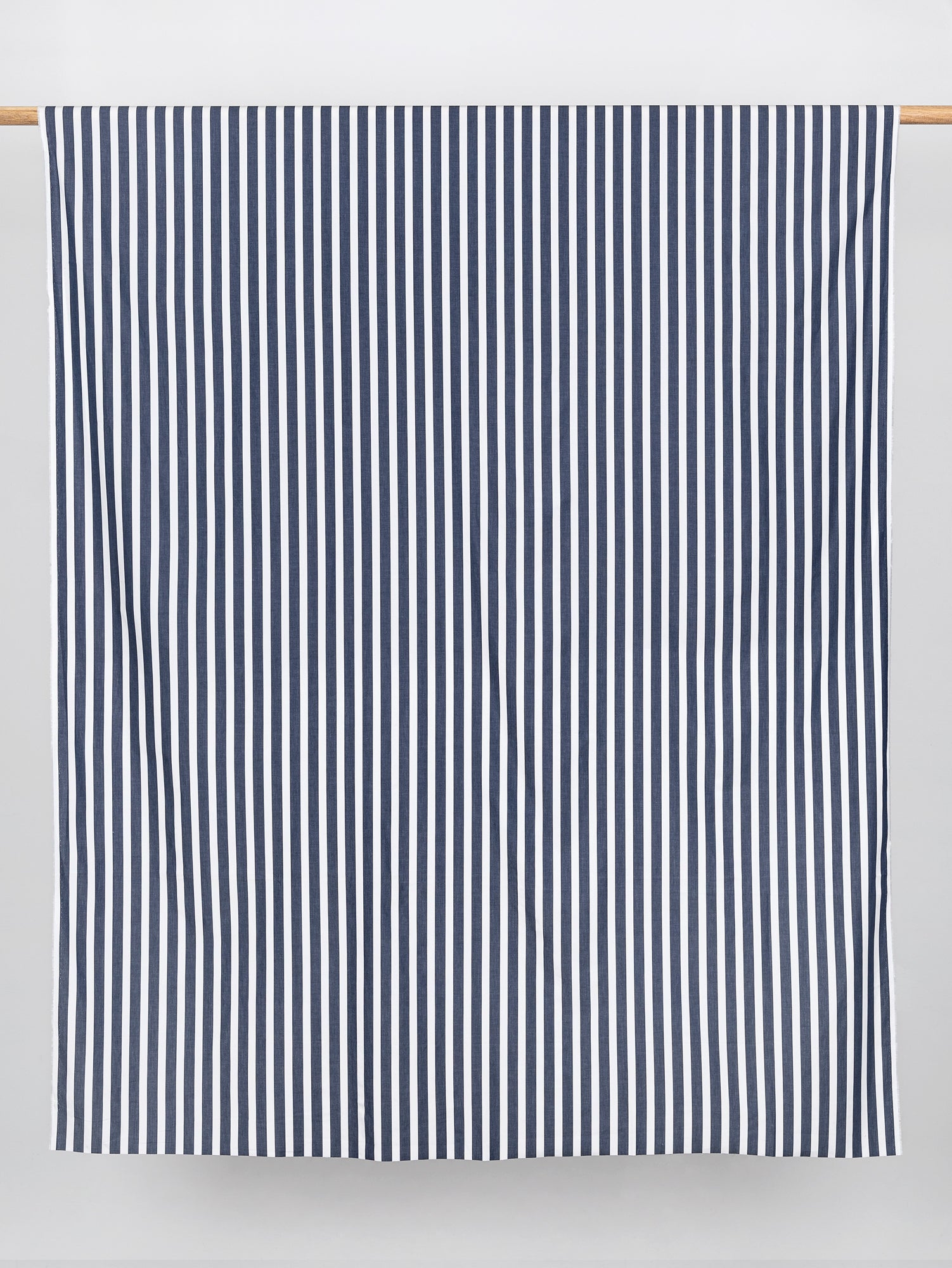 Wide Stripe Cotton Poplin Shirting - Navy + White | Core Fabrics