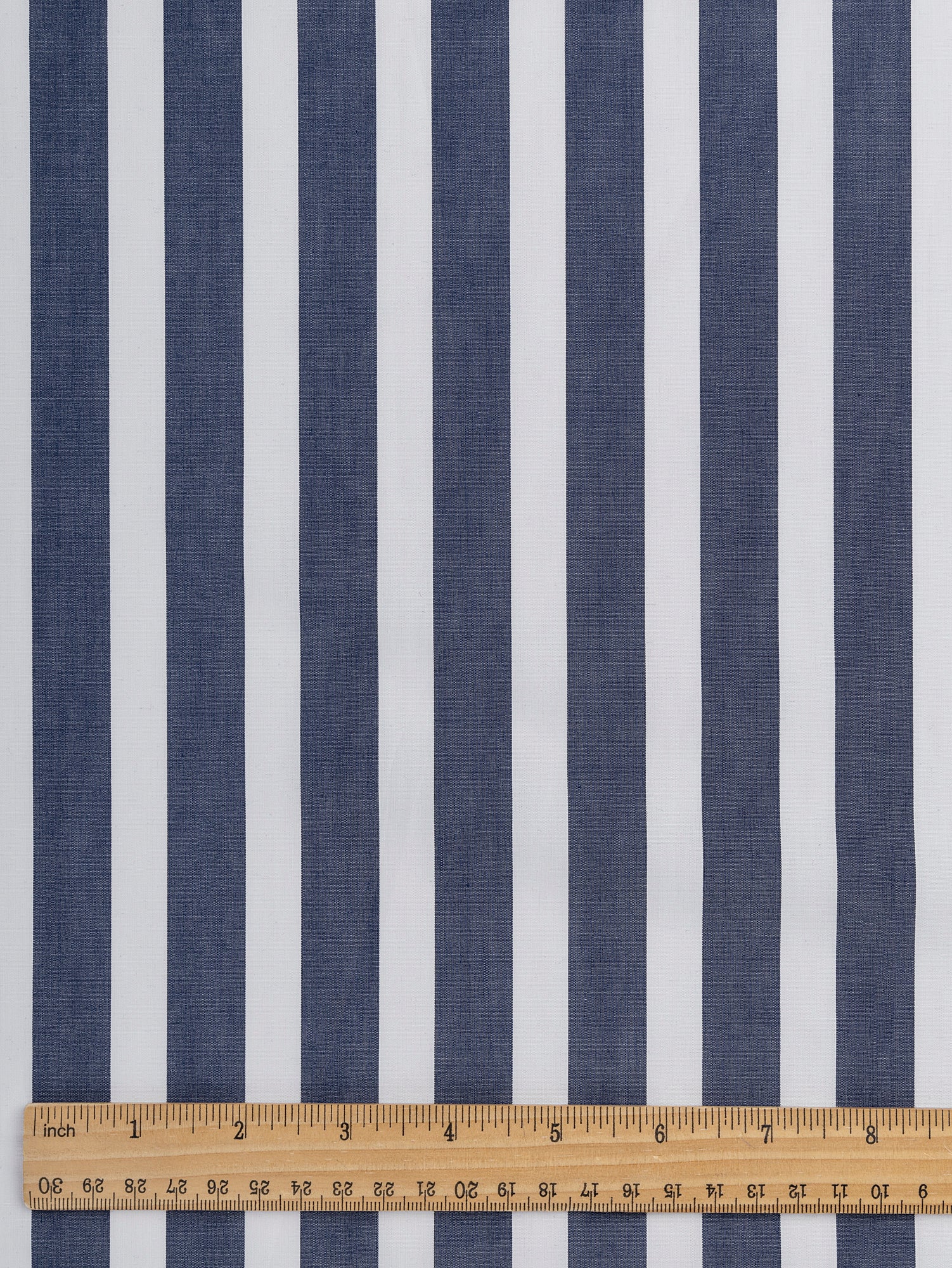 Wide Stripe Cotton Poplin Shirting - Navy + White | Core Fabrics