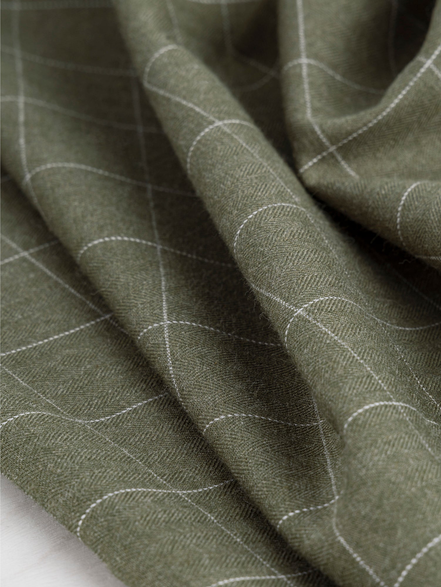 Windowpane Check Brushed Cotton - Olive | Core Fabrics