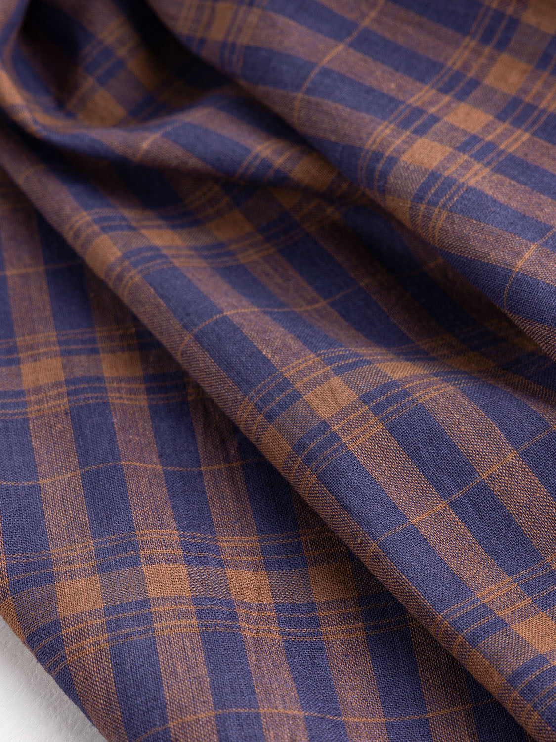 Yarn Dyed Handwoven Contrast Check Cotton - Navy + Mahogany | Core Fabrics