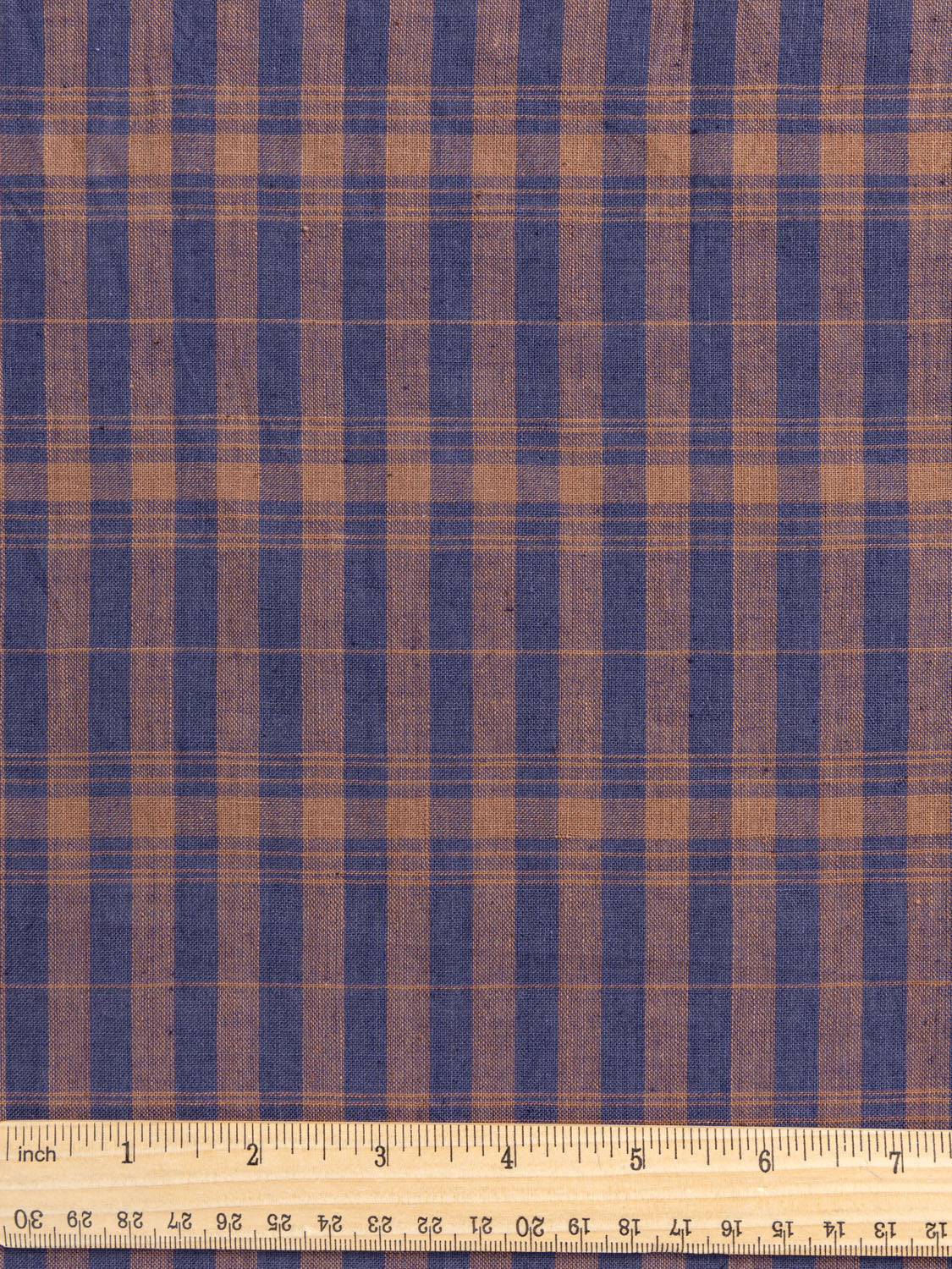 Yarn Dyed Handwoven Contrast Check Cotton - Navy + Mahogany | Core Fabrics