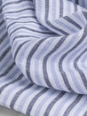 Yarn Dyed Candy Stripe Irish Linen Deadstock - Light Blue + Black + White | Core Fabrics