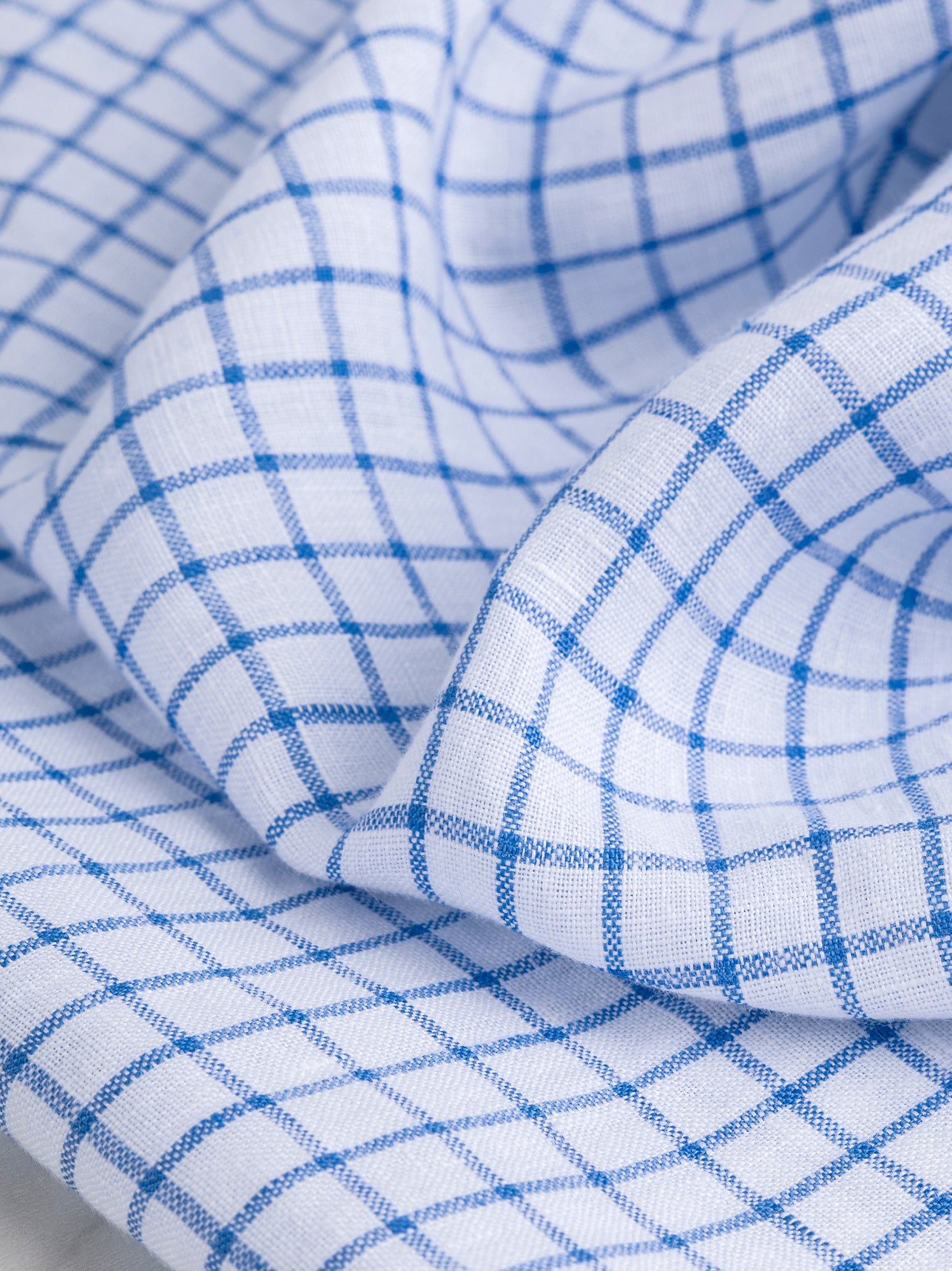 Yarn Dyed Check Irish Linen Deadstock - White + Blue | Core Fabrics