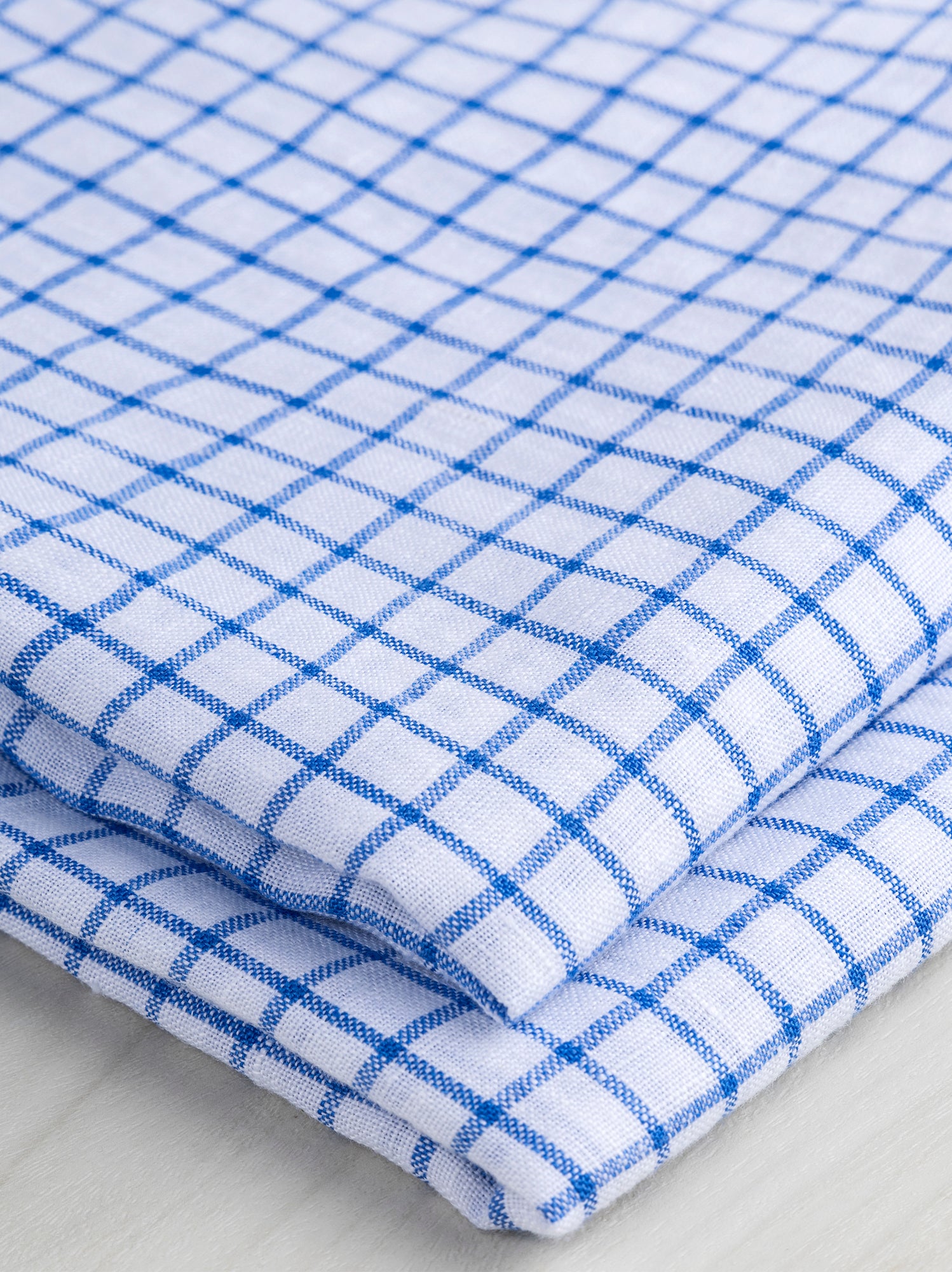 Yarn Dyed Check Irish Linen Deadstock - White + Blue | Core Fabrics
