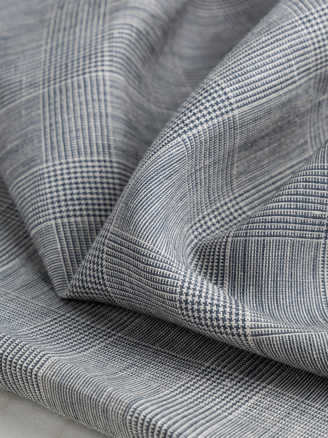 Yarn Dyed Glen Check Irish Linen Suiting Deadstock - Cream + Grey | Core Fabrics