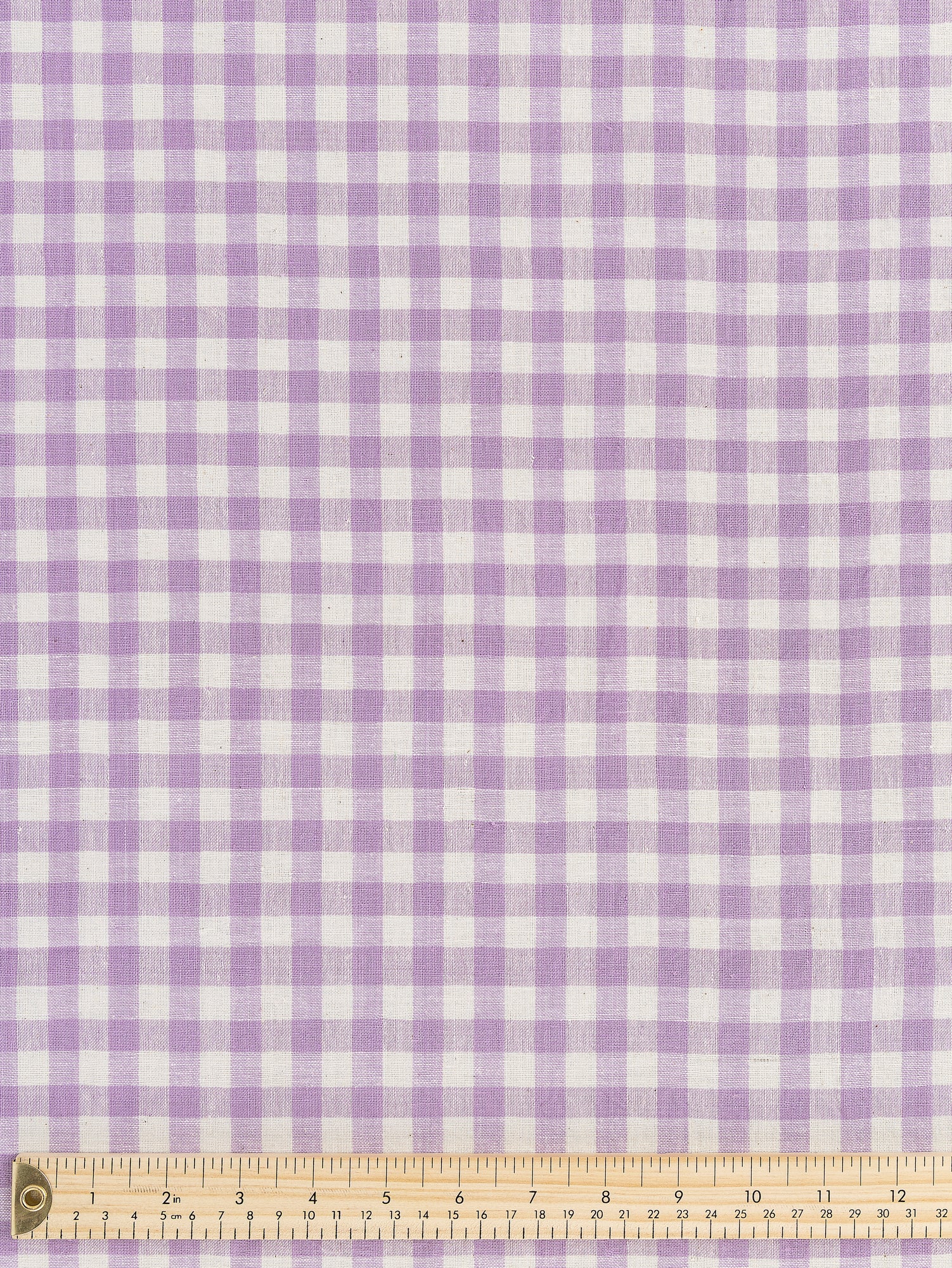F-COT352-006-Yarn-Dyed-Handwoven-Gingham-Cotton-Lavender+Cream-Core-Fabrics-ruler.JPG