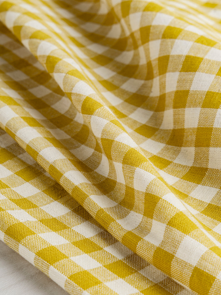 Yarn Dyed Handwoven Gingham Cotton - Ochre + Cream