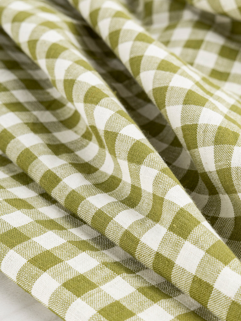 Yarn Dyed Handwoven Gingham Cotton - Pistachio + Cream