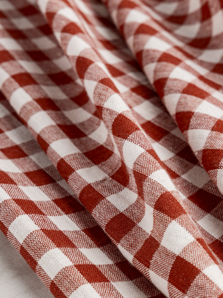 Yarn Dyed Handwoven Gingham Cotton - Sienna + Cream