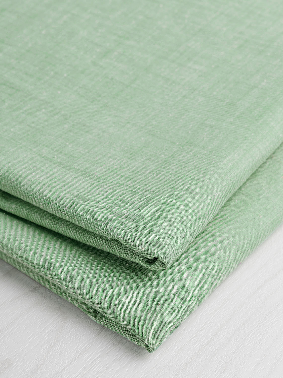Yarn Dyed Handwoven Khadi Cotton Chambray - Light Green | Core Fabrics