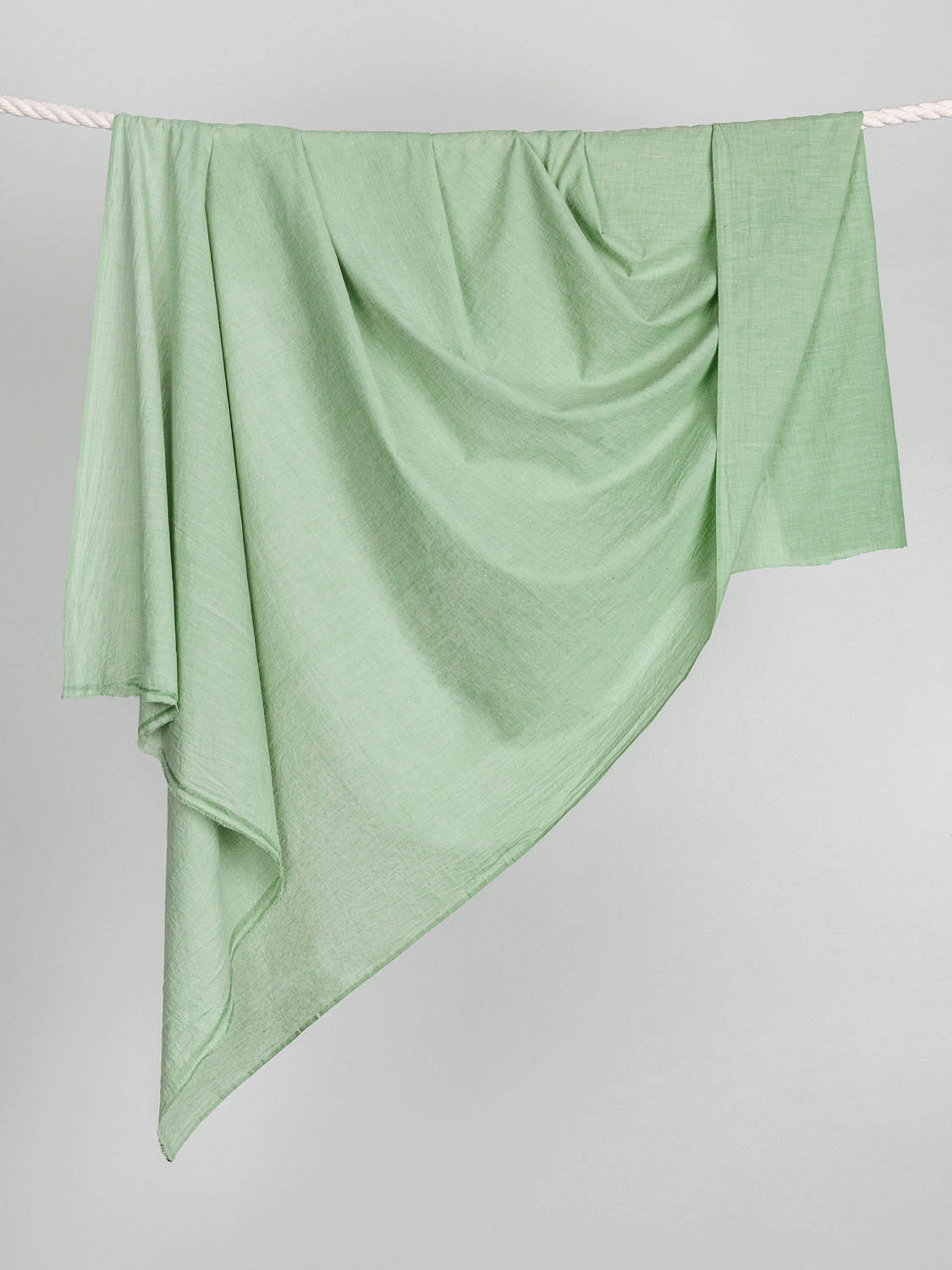 Yarn Dyed Handwoven Khadi Cotton Chambray - Light Green | Core Fabrics